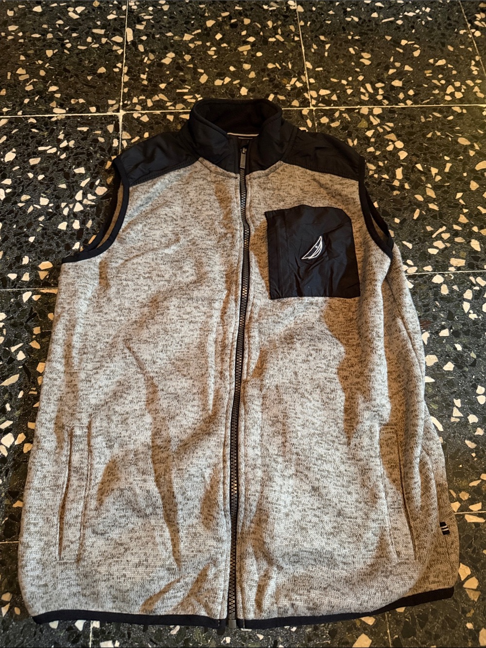 Nautica Gray and Black Sleeveless Zip Vest